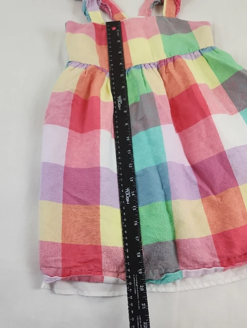 Gap Kids Checkered Ruffle Strap Sundress, Pink, Yellow, Green, Blue Small 6 7